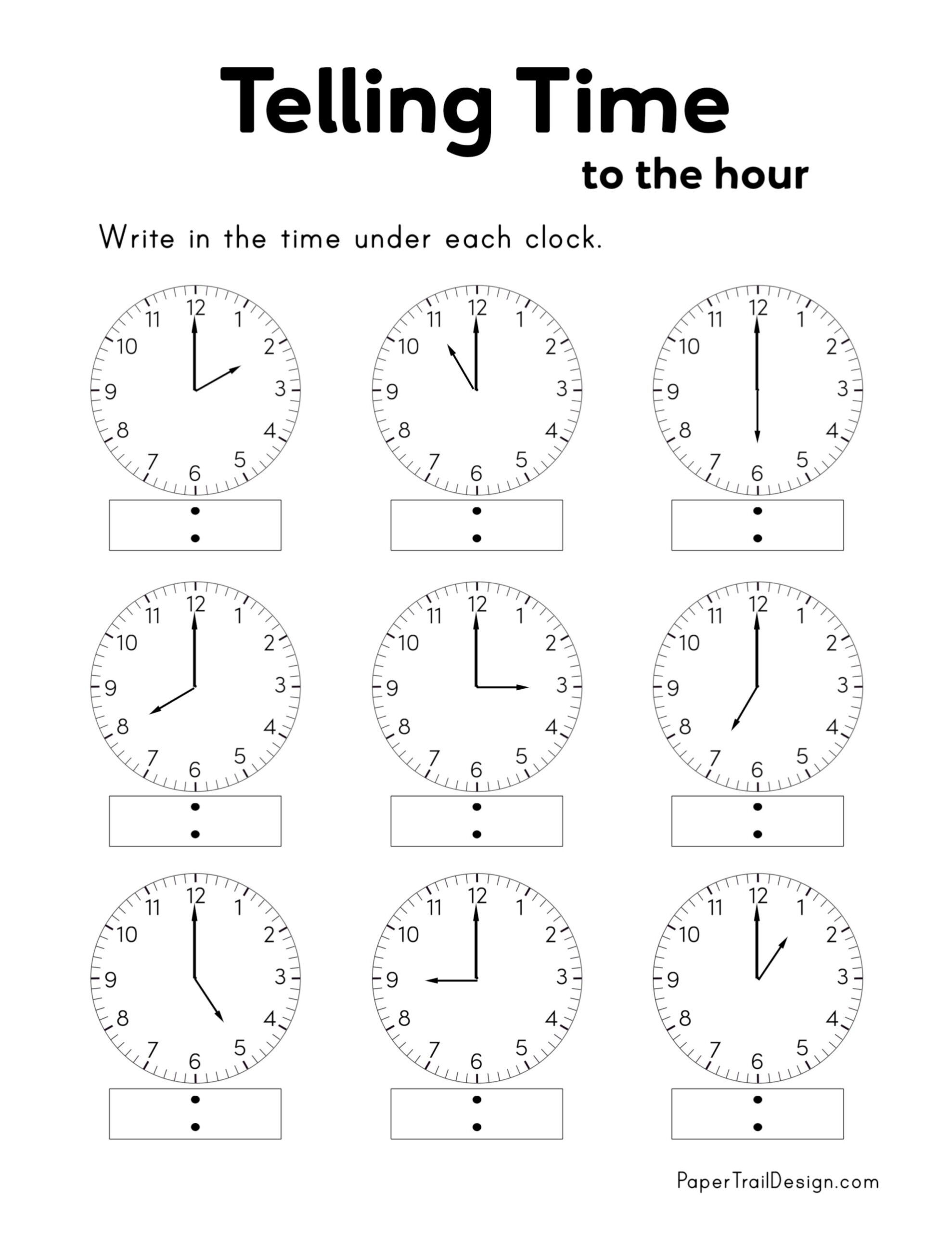 Free Printable Math Worksheets Telling Time