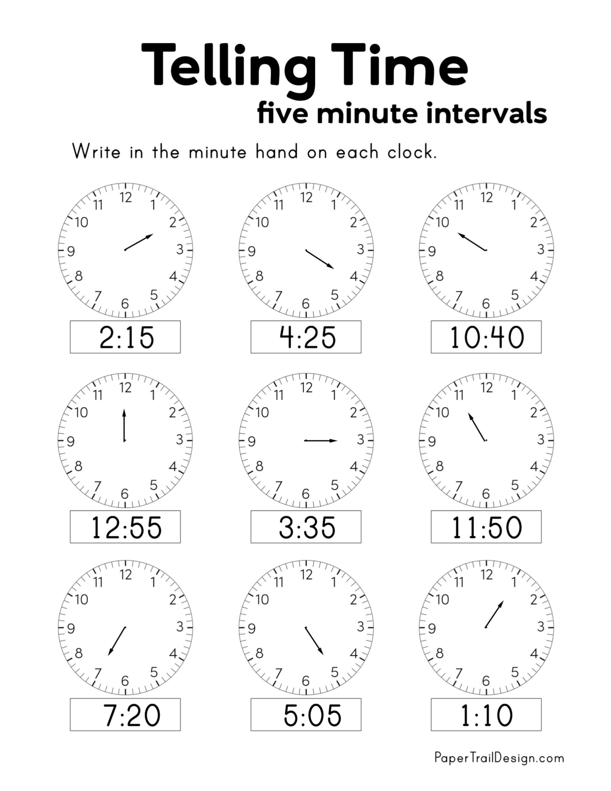 Printable Telling Time Worksheets Grade 1