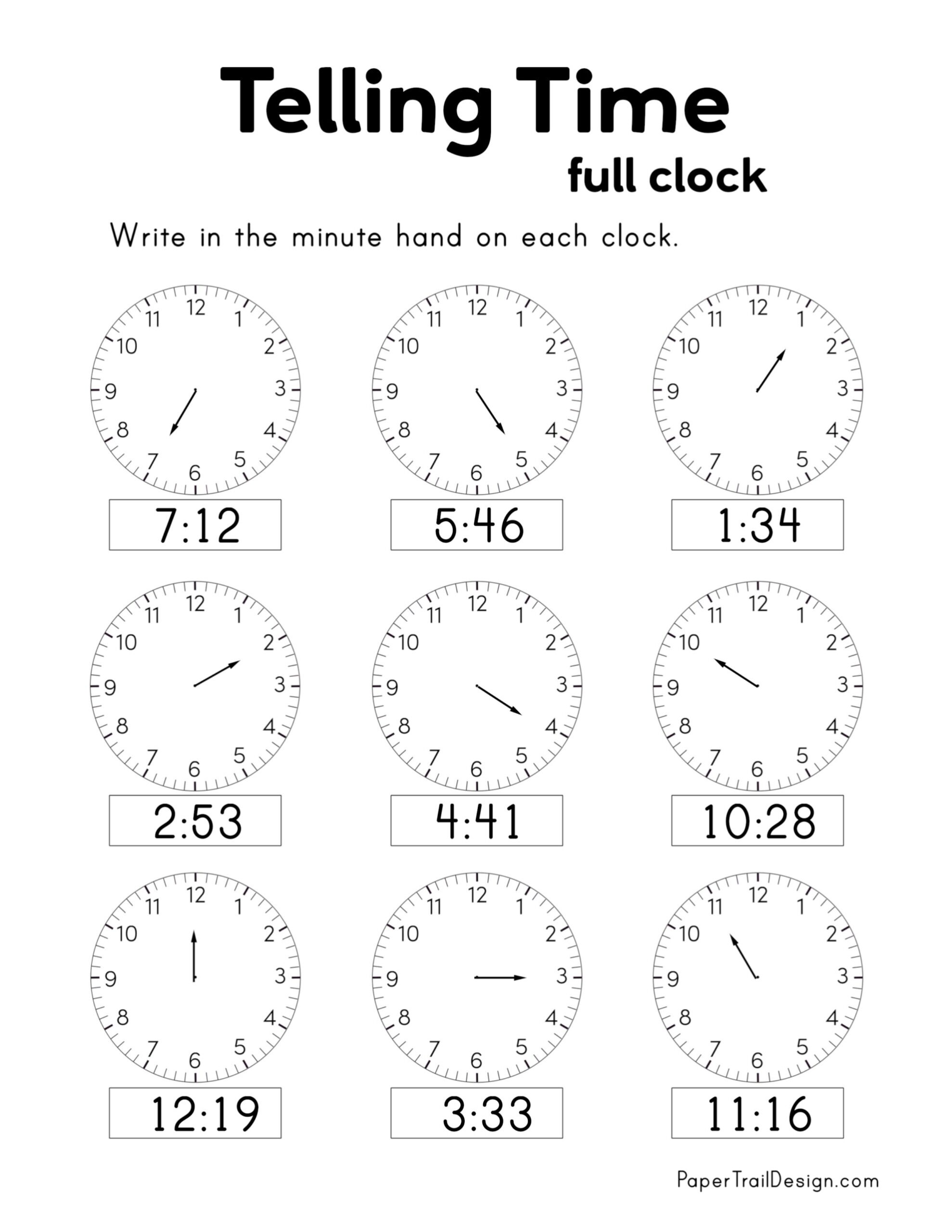 Printable Clock Worksheets For 4th Grade