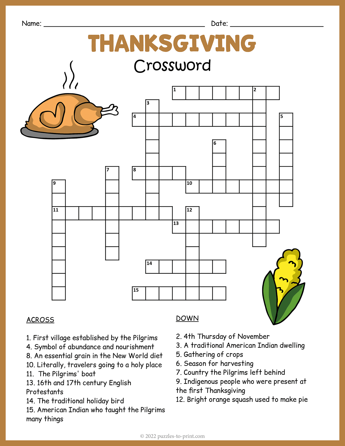 Thanksgiving Word Puzzles Printable
