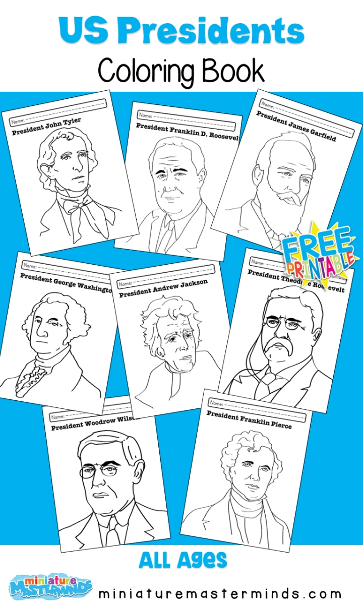 Free Printable US Presidents Coloring Book Miniature Masterminds