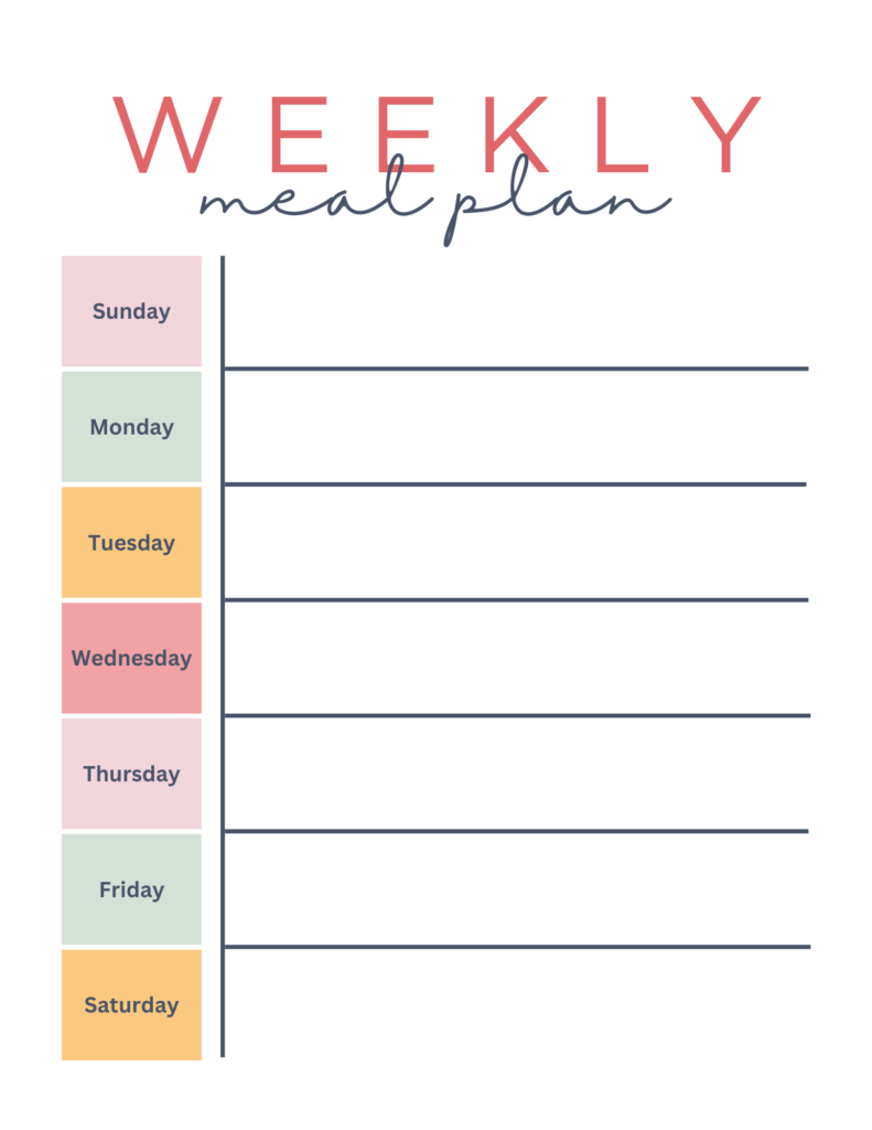 Free Printable Weekly Meal Plan Template