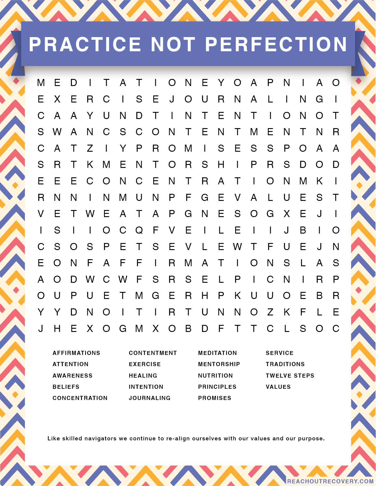 Recovery Word Puzzles Printable