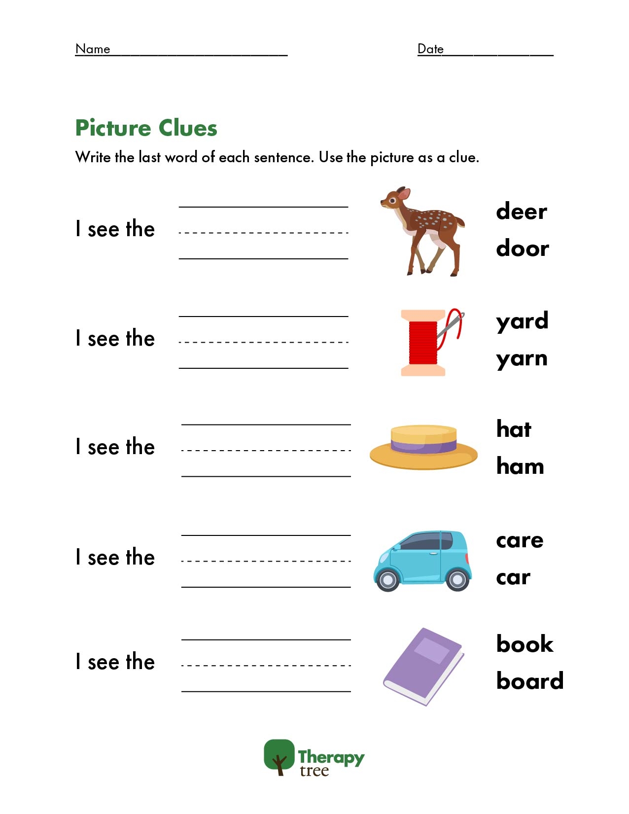 Printable Speech Therapy Worksheets