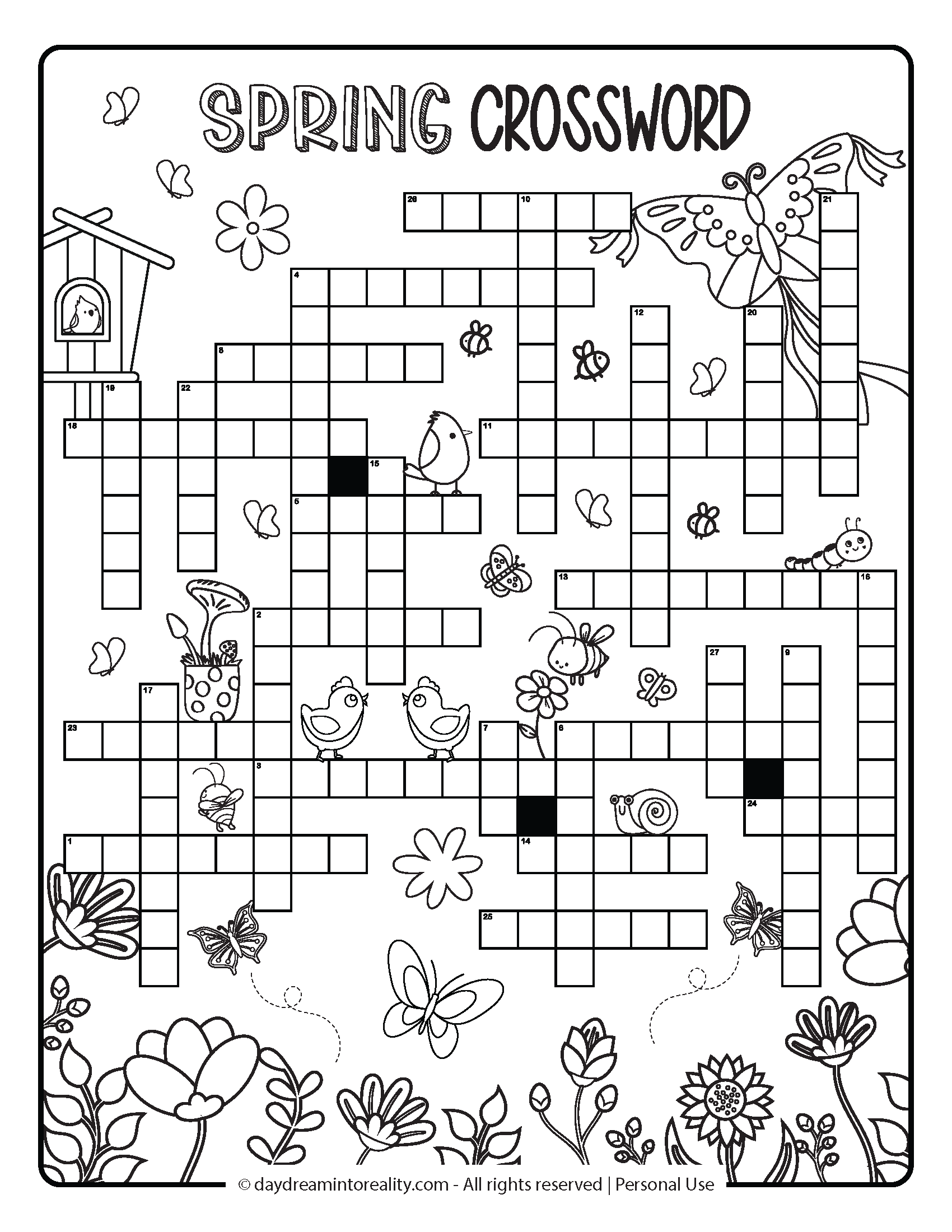 Free Spring Crossword PDF Printables Easy Medium Hard 