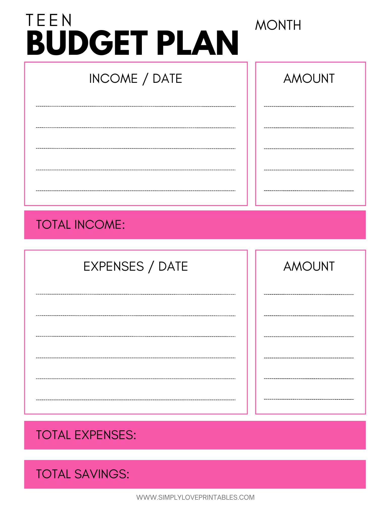 Free Teen Budget Worksheet Download Free Teen Budget Worksheet 