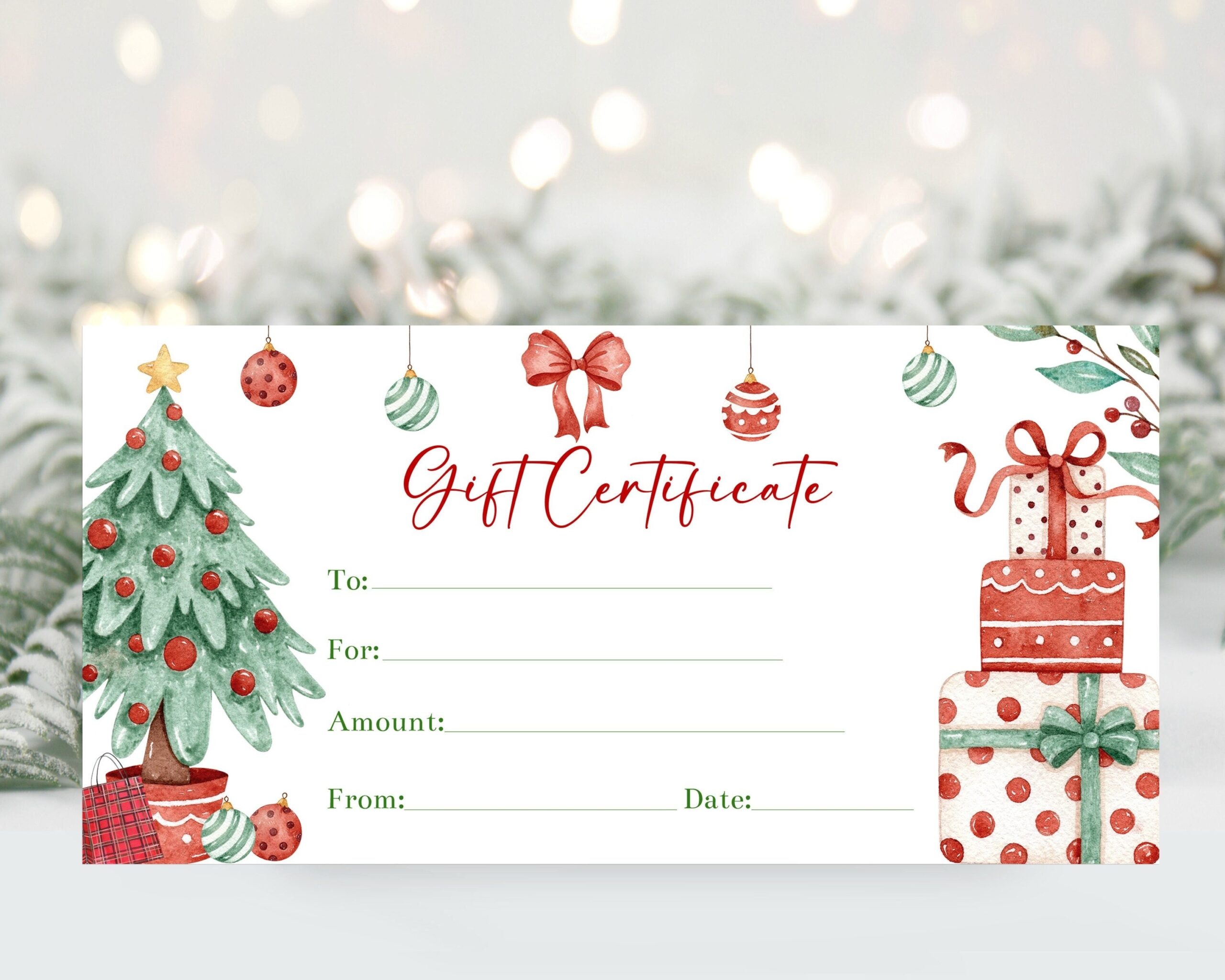 Free Printable Gift Certificates Templates Christmas
