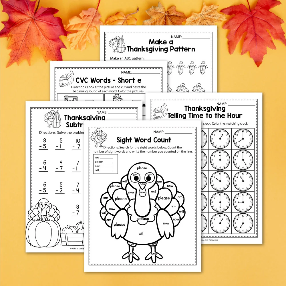 Free Printable Thanksgiving Math Worksheets For Kindergarten