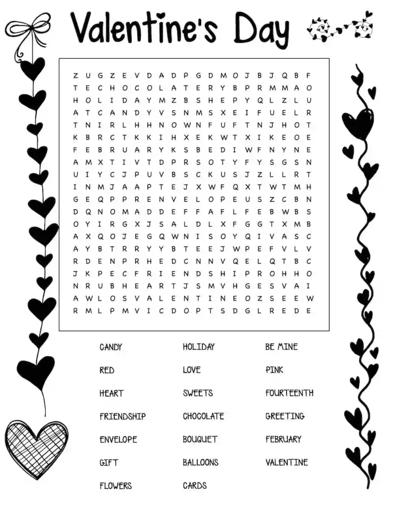 Valentine Word Puzzles Printable