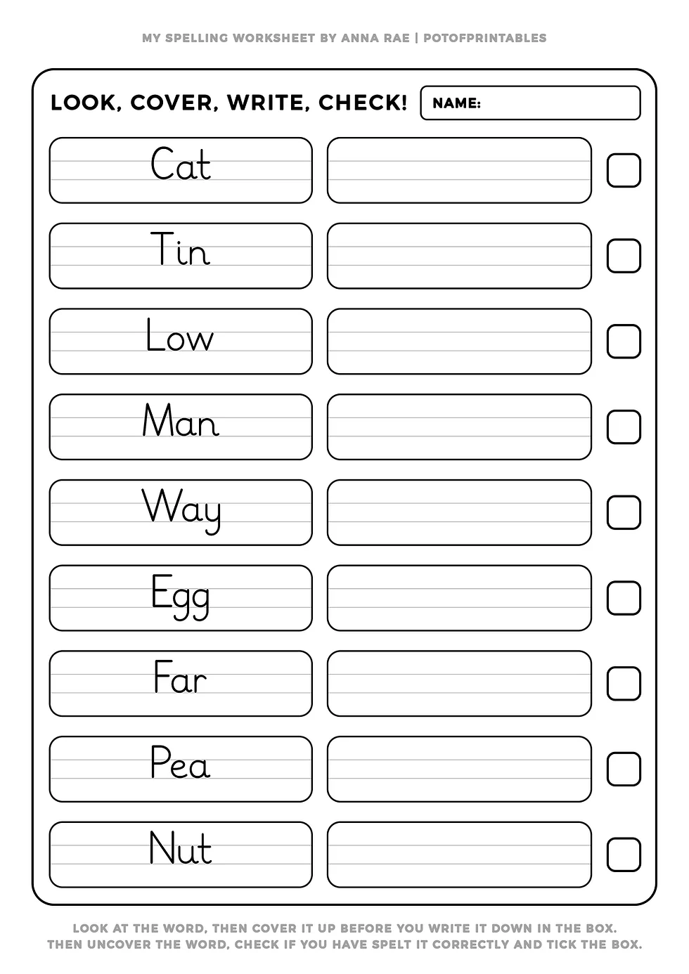 FREEBIE 10 Free Printable Spelling Worksheets