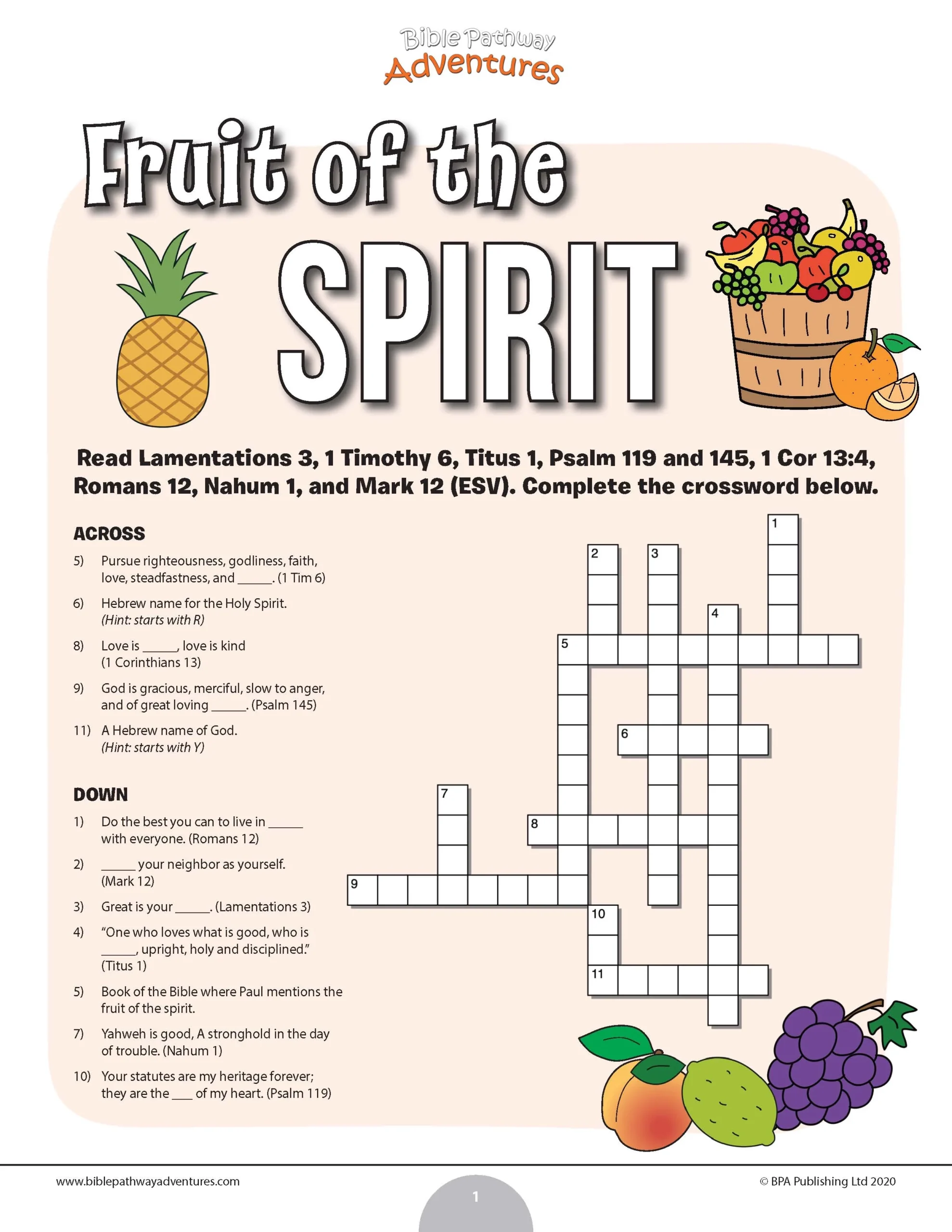 Crossword Puzzles Bible Printable