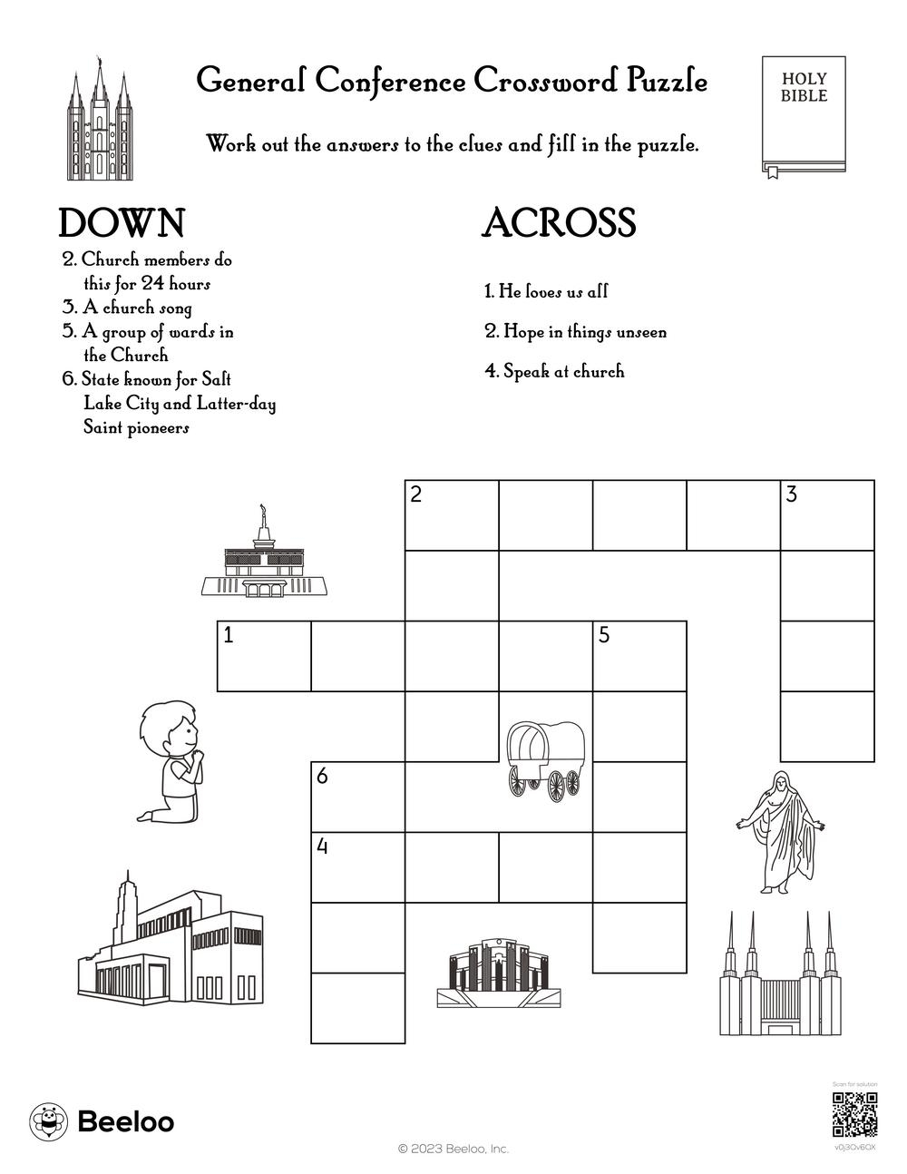 General Conference Crossword Puzzle Beeloo Printable Crafts And 