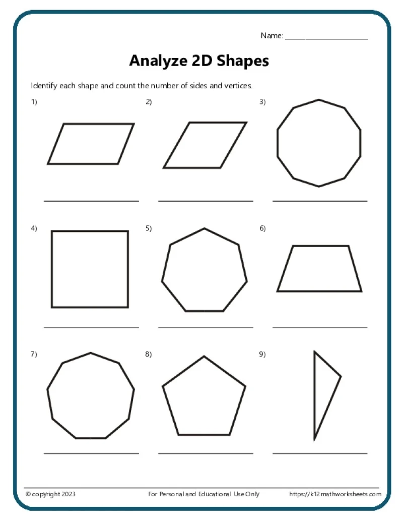 3rd Grade Math Worksheets Printable Geometry