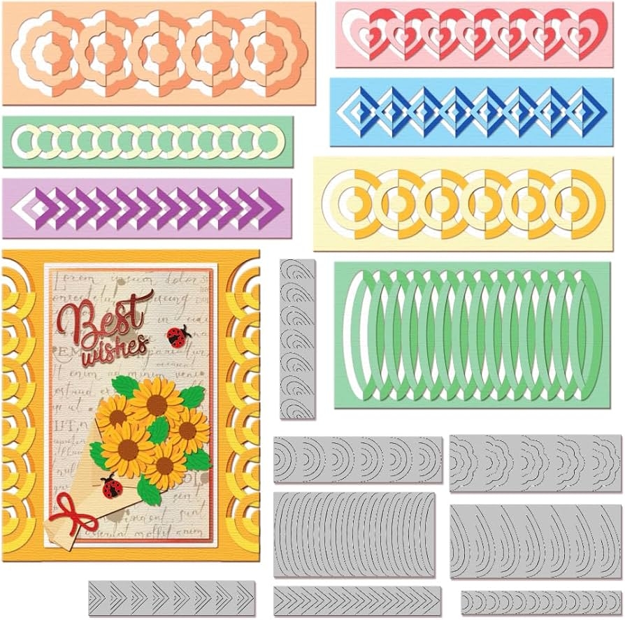 GLOBLELAND 3D Folded Lace Cutting Dies For Card Making Geometric 