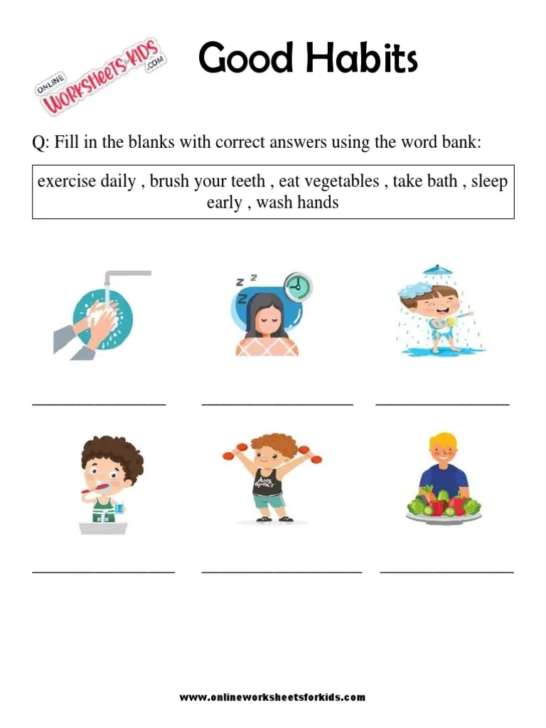 Free Printable Healthy Habits Worksheets