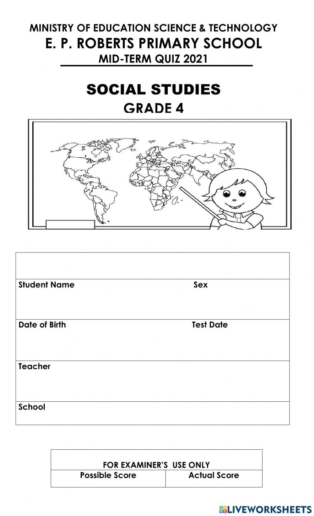 Grade 4 Social Free Interactive Worksheets 5220191