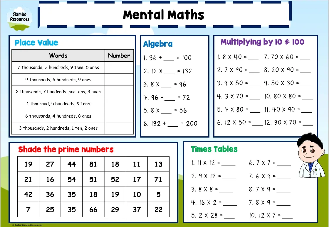 Printable Fifth Grade Math Worksheets