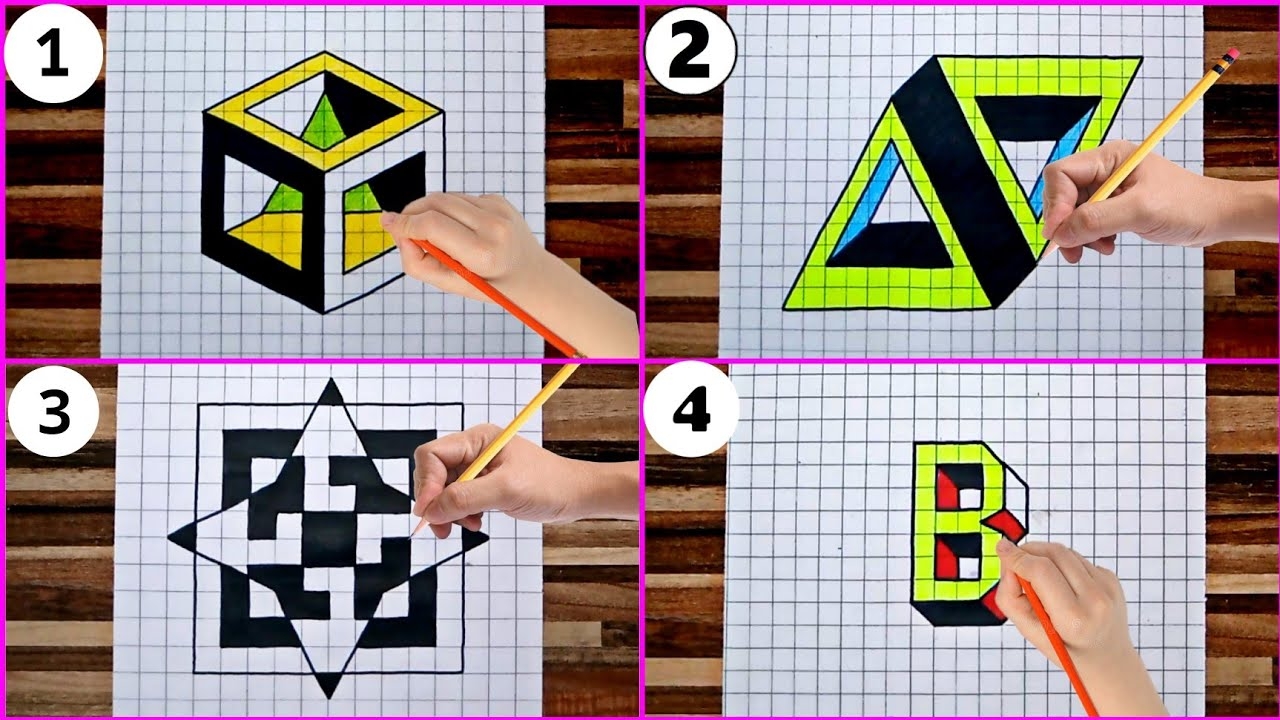Graph Paper Art Drawings Illusions Design For Beginners And Kids Drawing Step By Step
