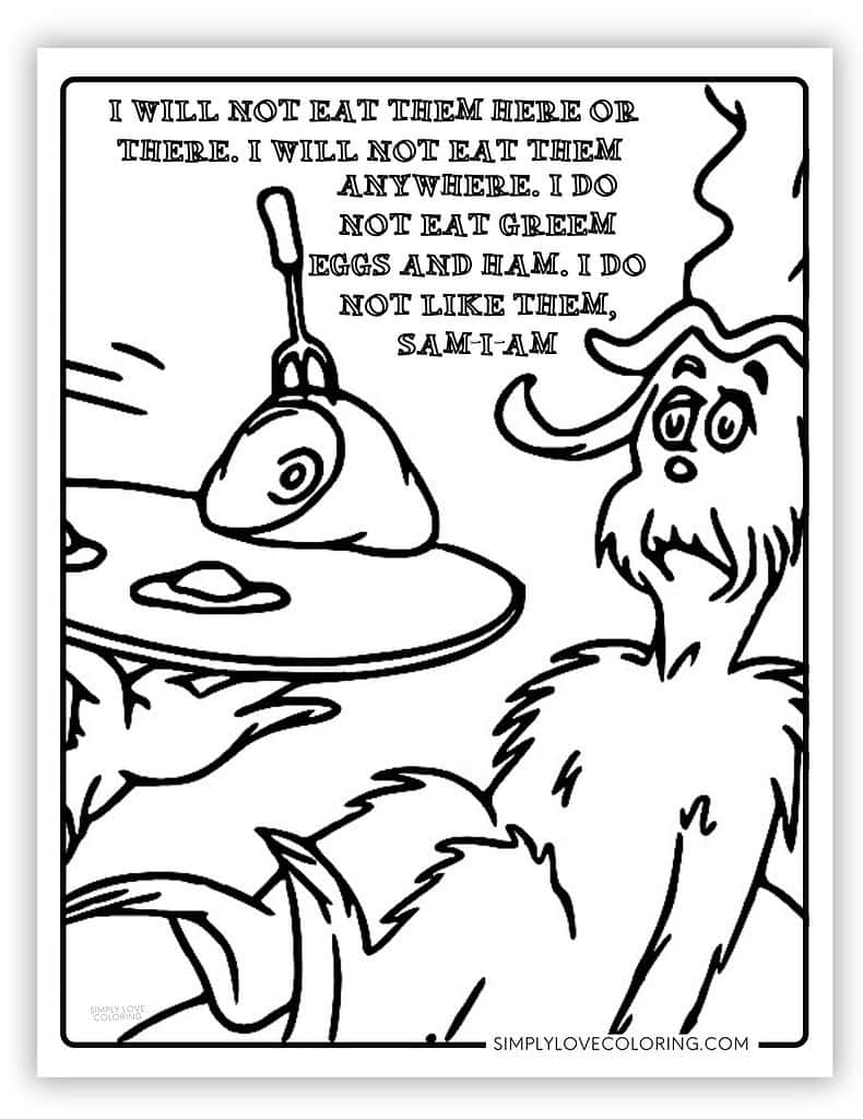 Green Eggs And Ham Coloring Pages Free PDF Printables Simply 
