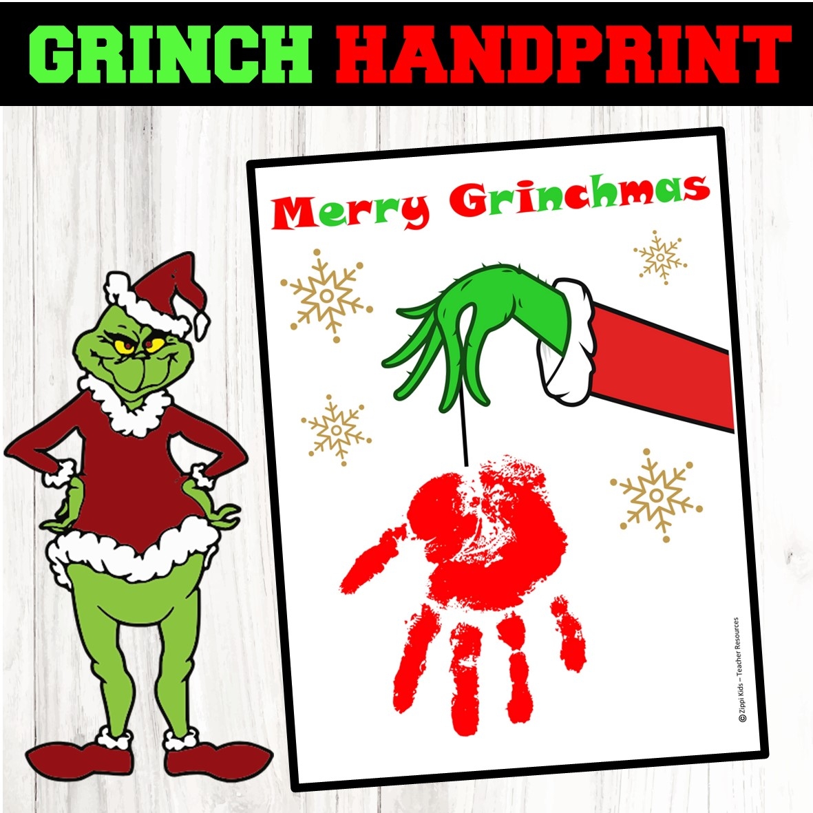 Grinch Handprint Keepsake Template Christmas Craft For Kids 