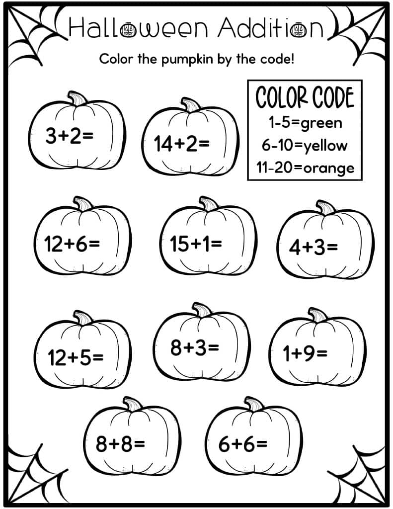 Halloween Math Worksheets For Kindergarten