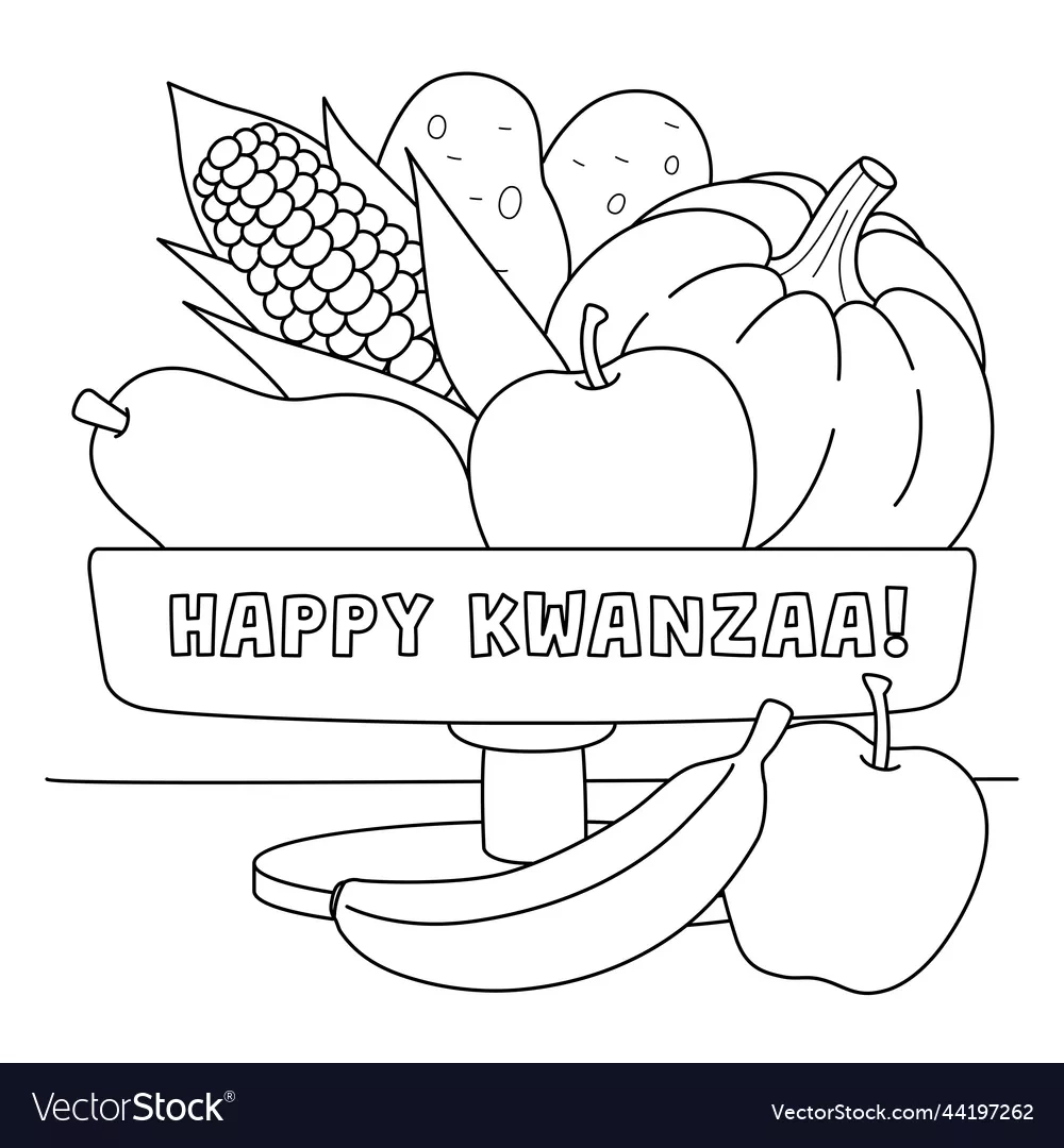 Happy Kwanzaa Mazao Coloring Page For Kids Royalty Free Vector 
