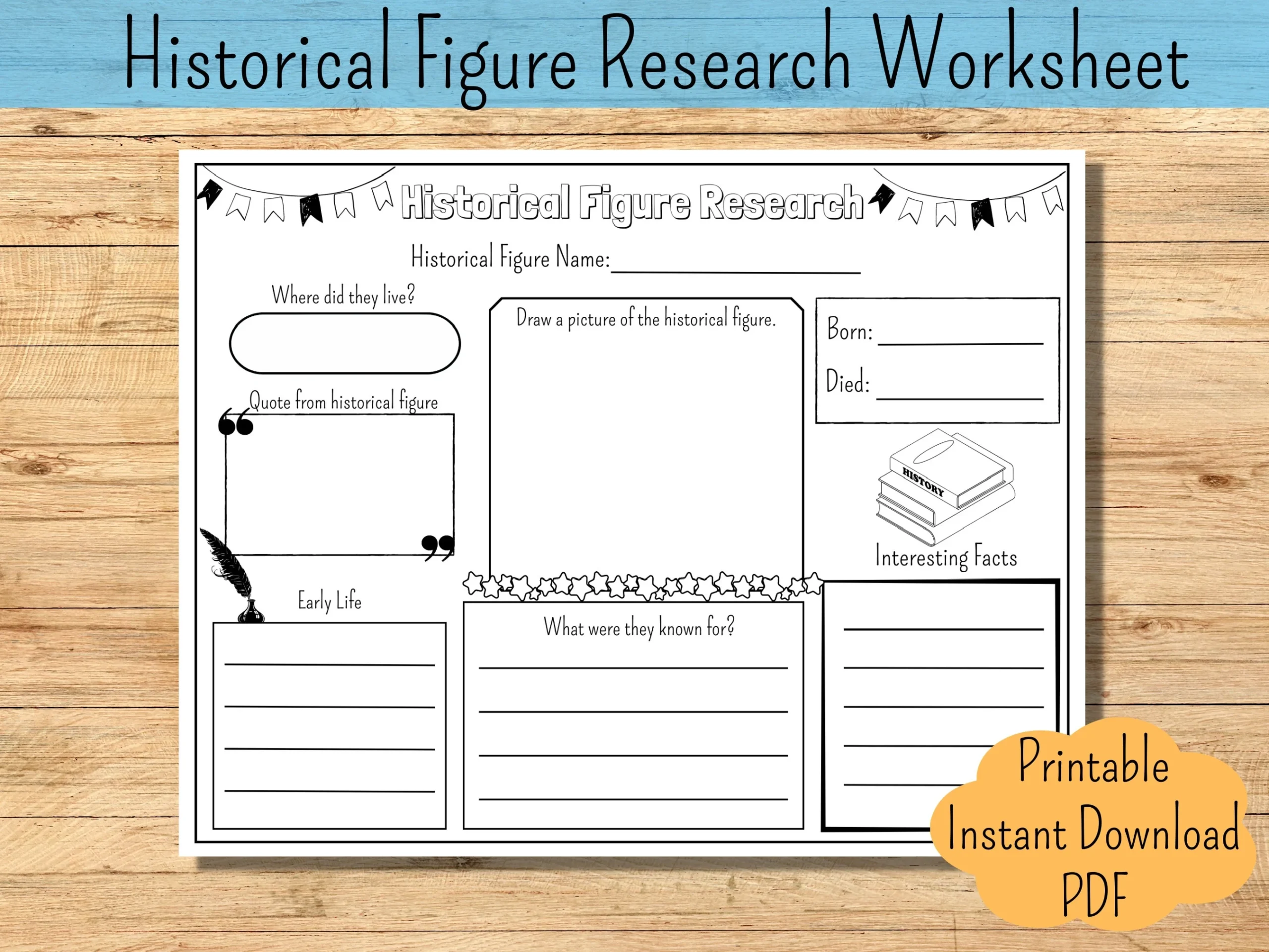Historical Figure Research Worksheet Homeschool History Report 