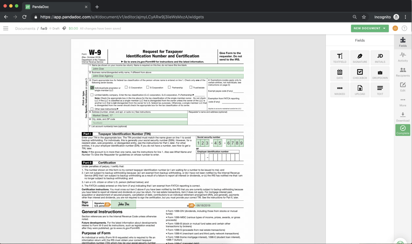 How To Create And Sign A W 9 Form Online