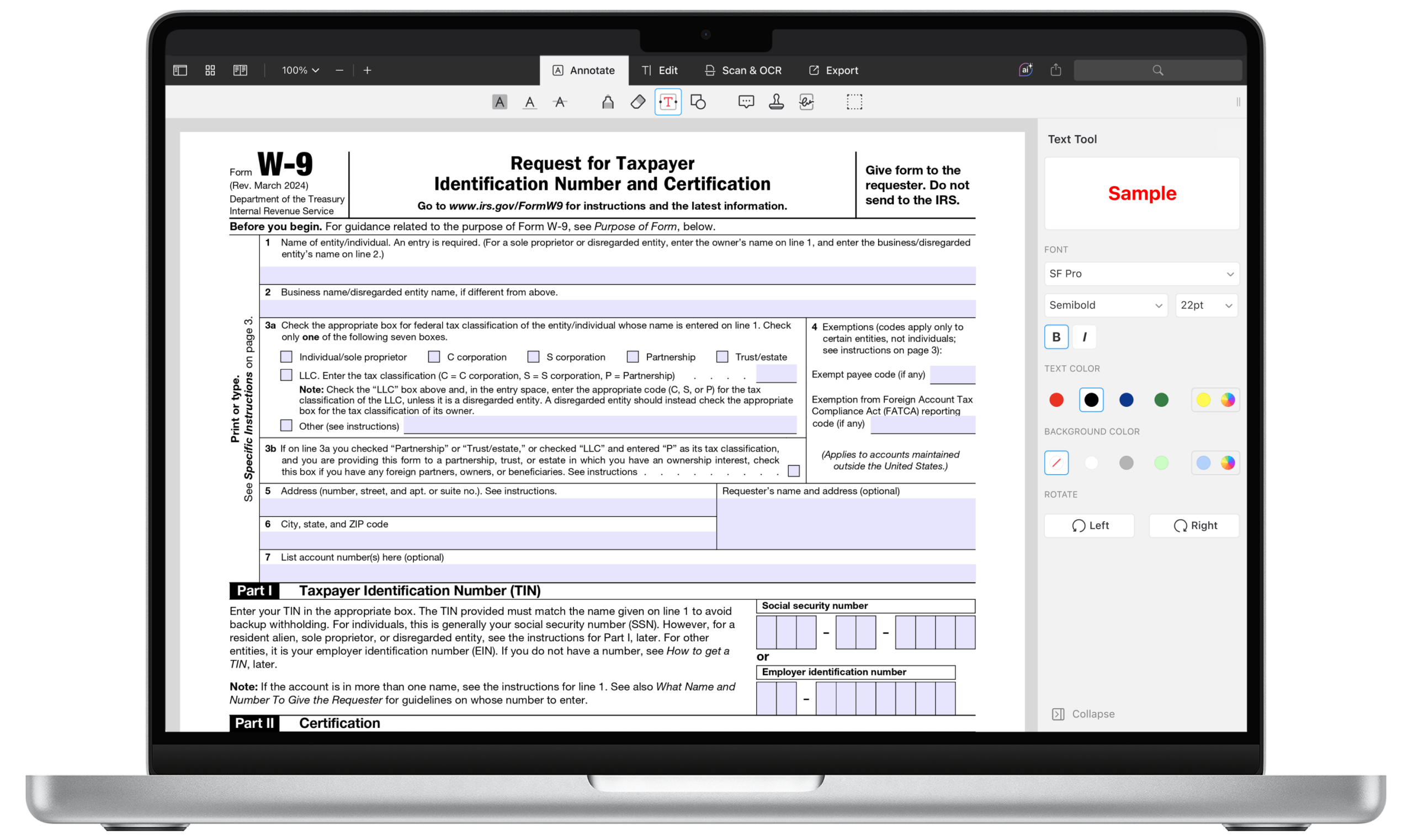 W9 Form Fill Out Online Instructions