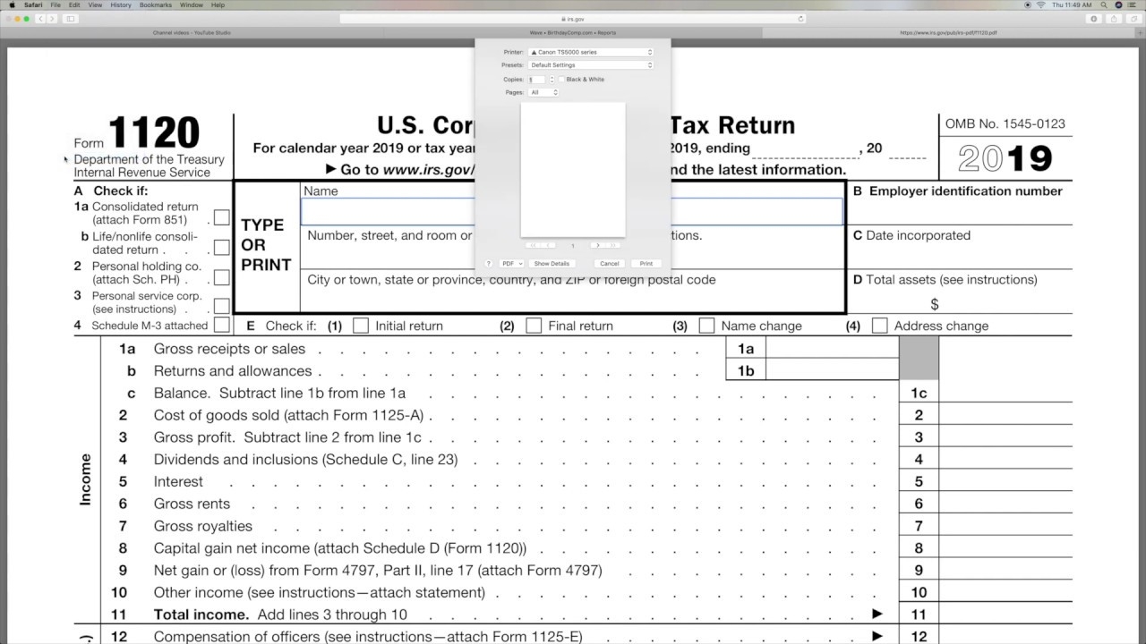 Tax Form 1120 H Instructions