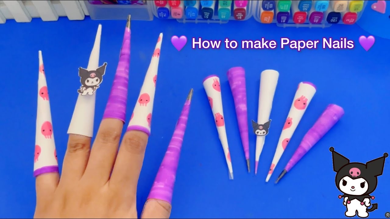 How To Make Paper Nails Tutorial easy Diy Paper Nails Diy Tutorial Paper Craft Sanrio Crafts