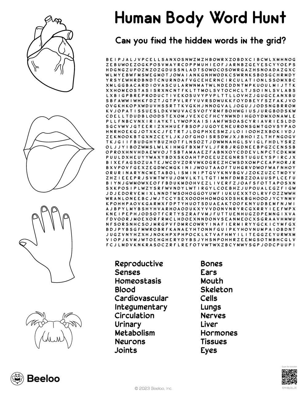 Anatomy Word Search Printable Free