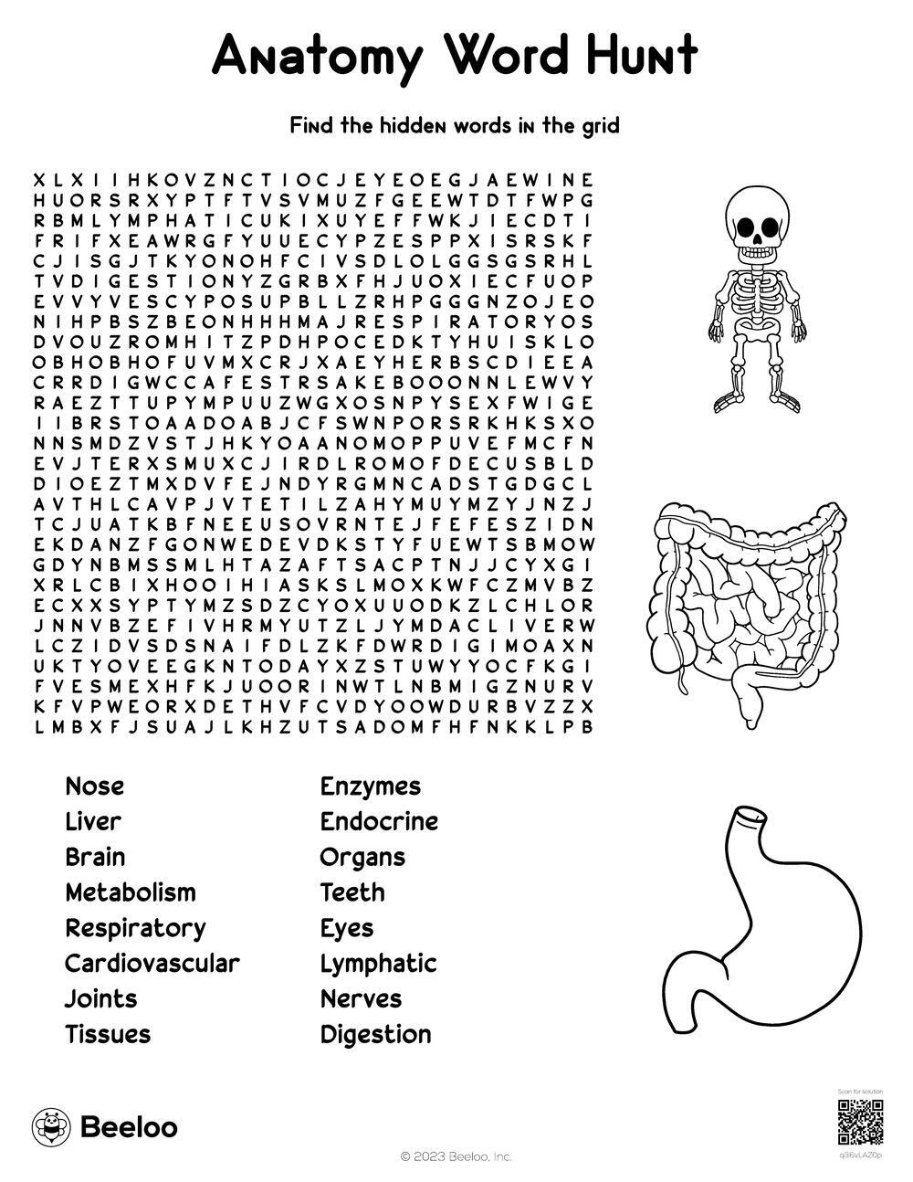 Human Body themed Word Searches Beeloo Printable Crafts And 
