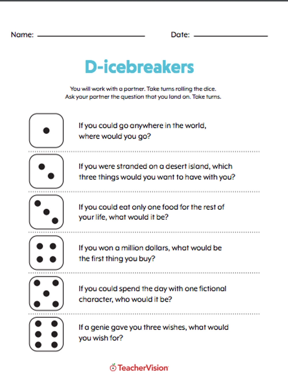 Ice Breakers For Kids Printables