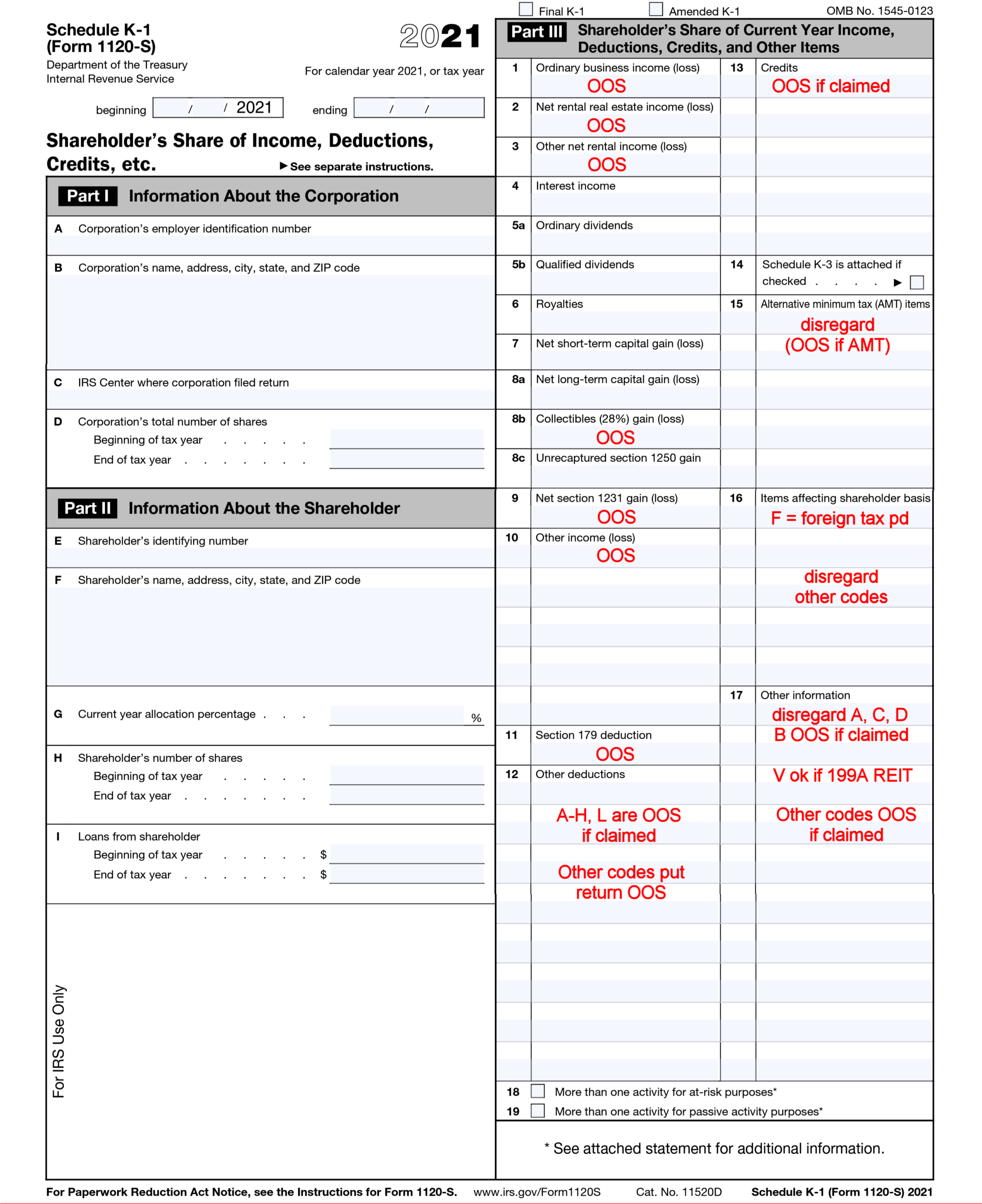K 1 1120s Printable Form