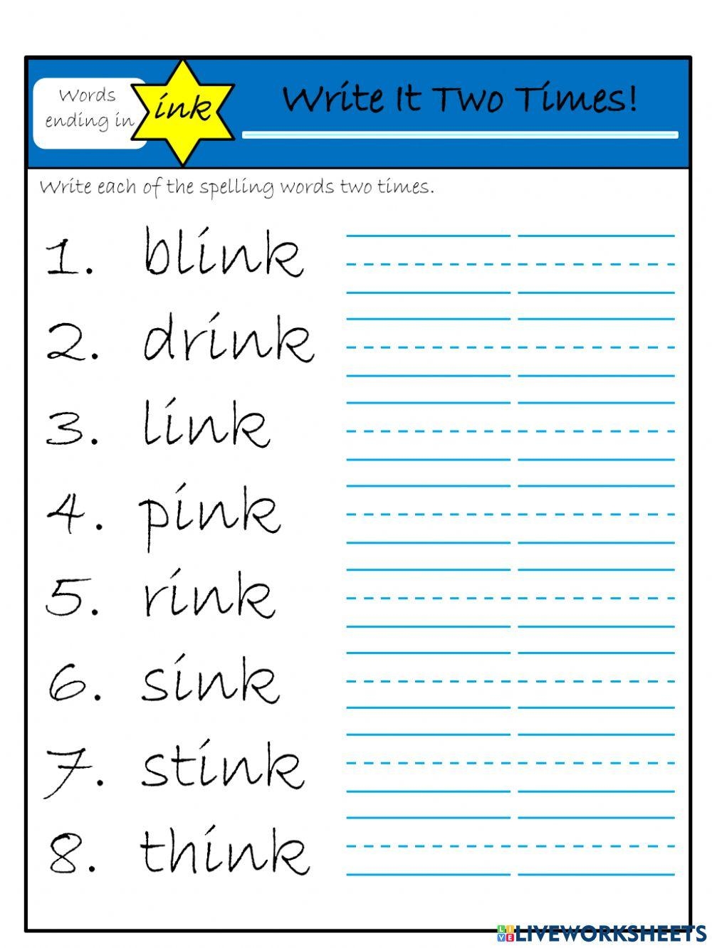 Ink Word Family Exploration Printable Reading Worksheet 