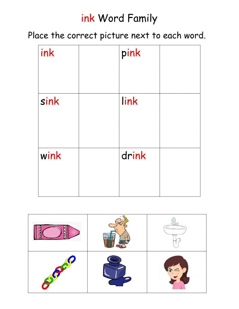 Ink Word Family Worksheet Worksheets Library