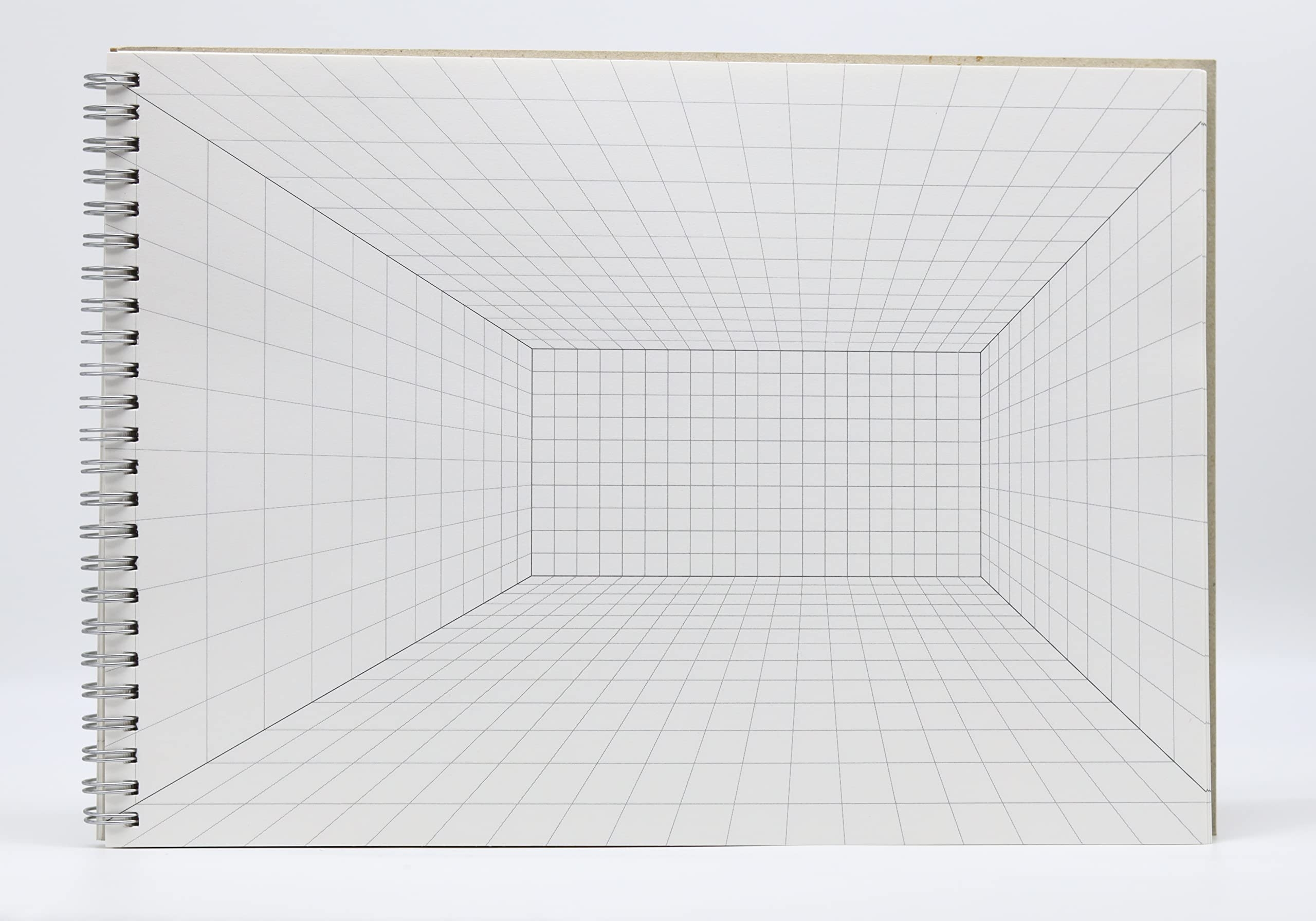 INNAXA A4 1 Point Perspective Drawing Spiral Bound Gridded Graph Paper For Interior Room Design Industrial Architectural And 3D Design 