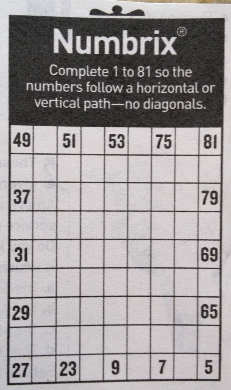 Printable Numbrix Puzzles Free