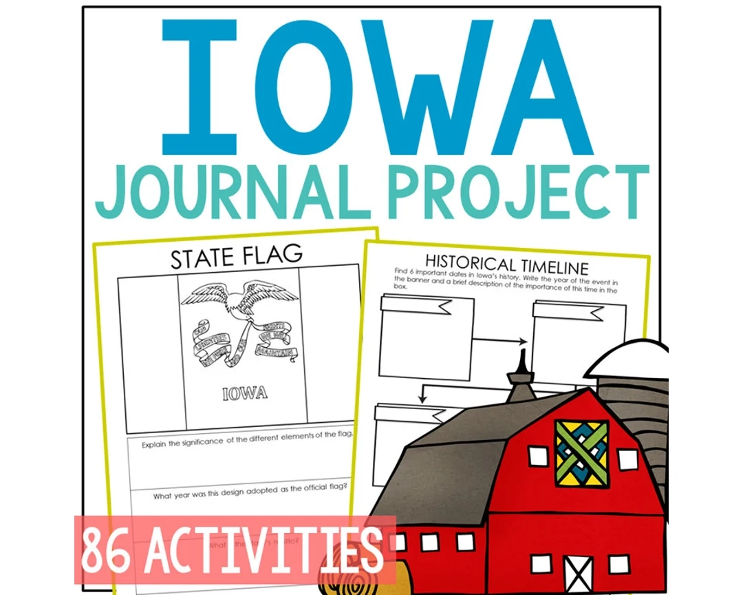 IOWA State History Research Project For Kids Printable Worksheets 
