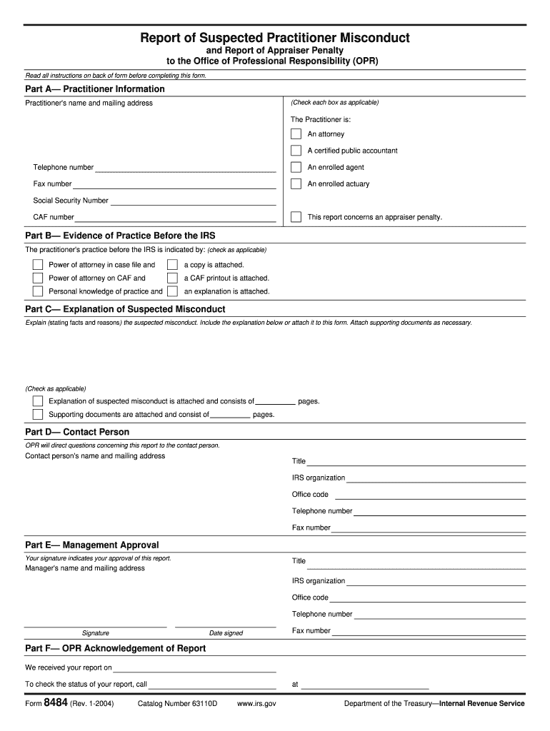 IRS 8484 Form Fill Online Printable Fillable Blank PdfFiller