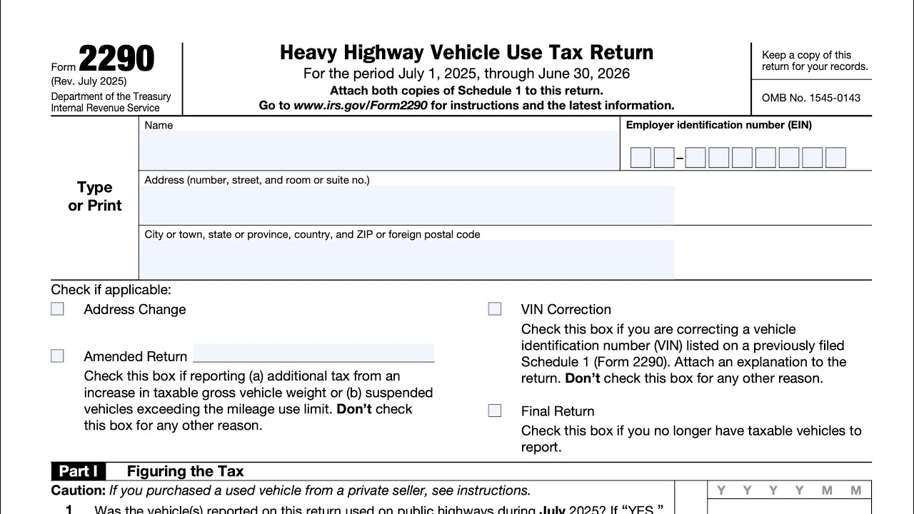IRS Form 2290 Walkthrough Heavy Highway Vehicle Use Tax Return 