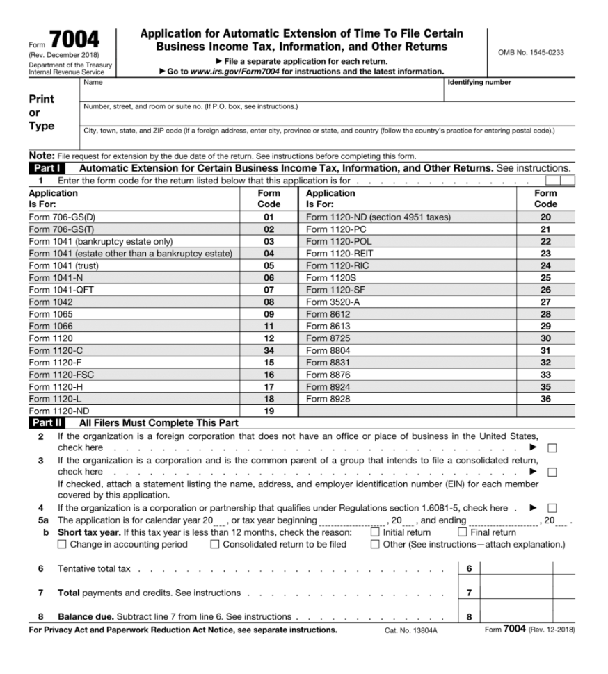 Irs Form Extension To File