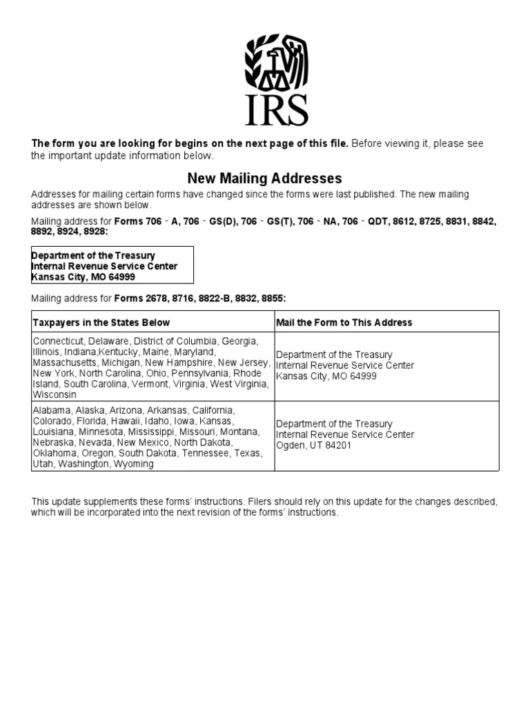 IRS Form 8822 B Address Update PDF Internal Revenue Service 