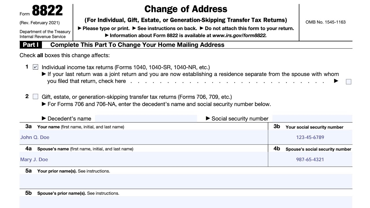 IRS Form 8822 Walkthrough Change Of Address 