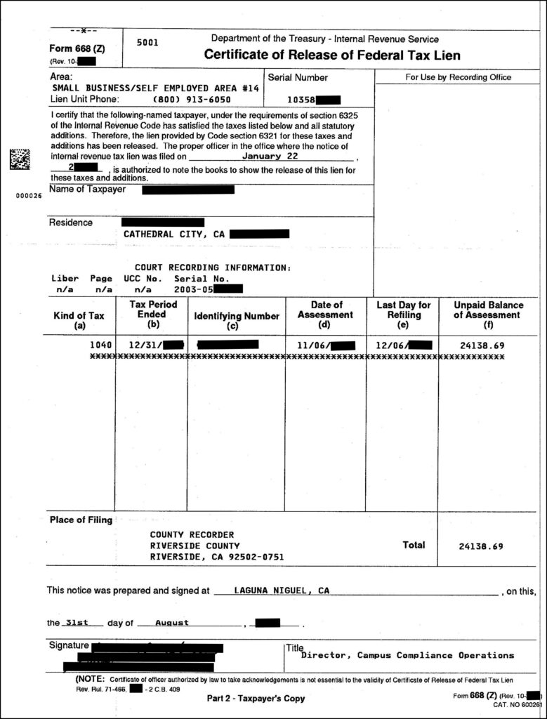 IRS Lien Releases Don Fitch CPA