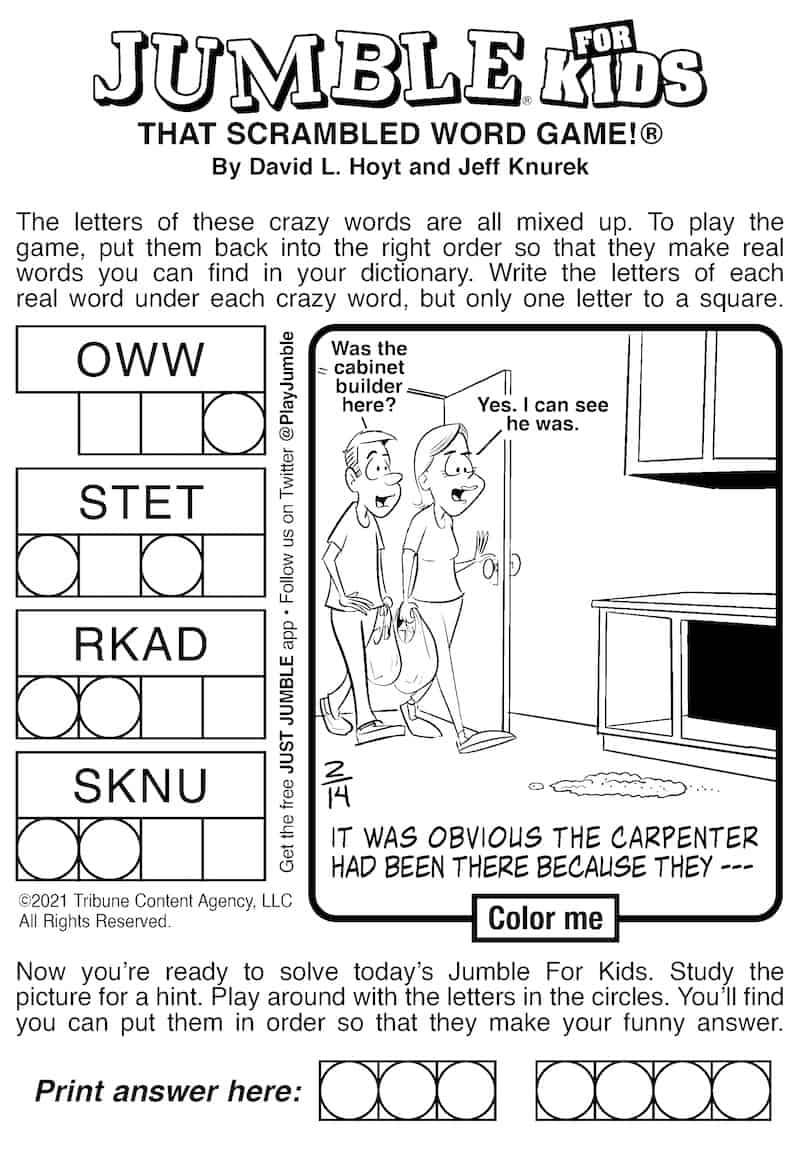 Printable Jumble Puzzles
