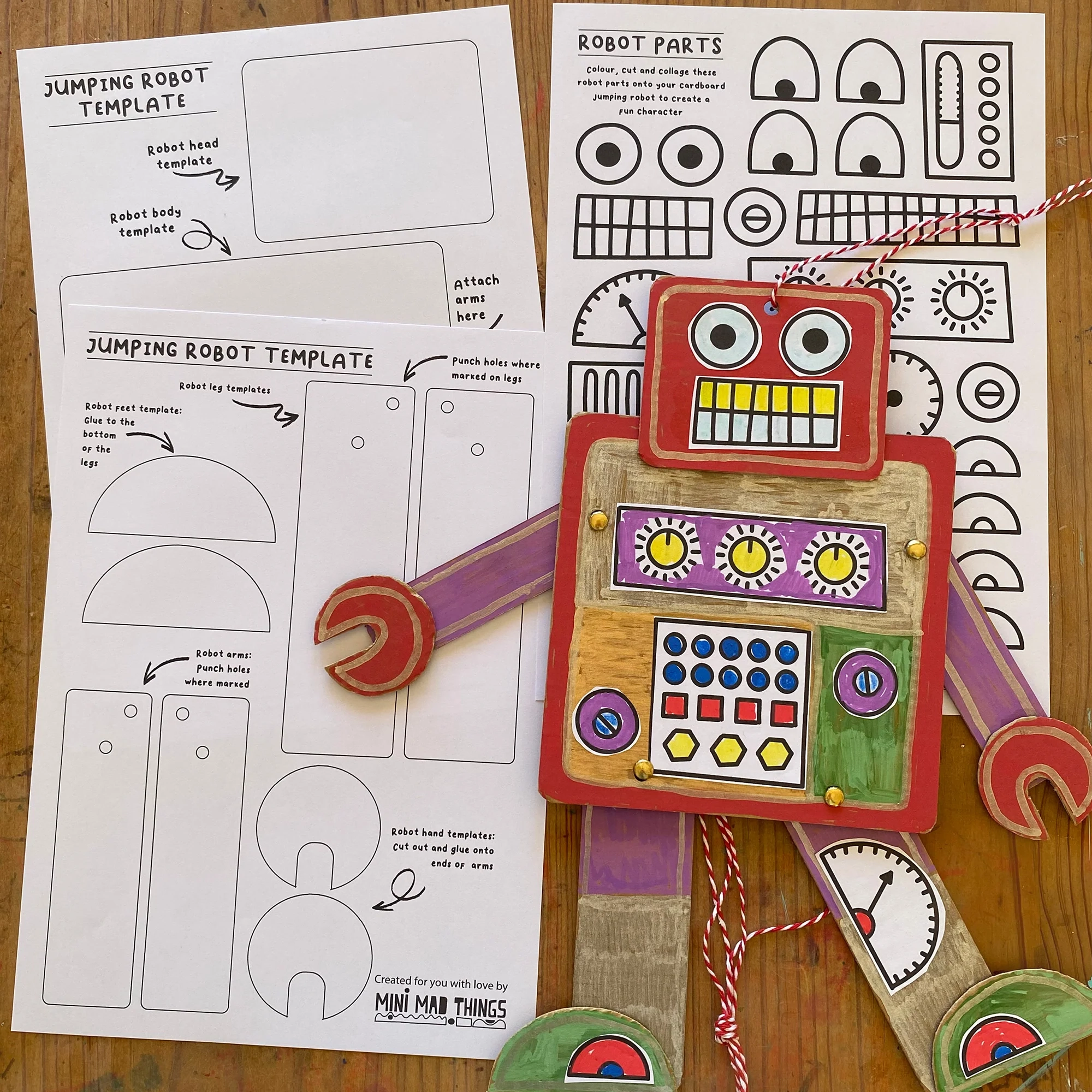 Jumping Robot Printable Template Mini Mad Things