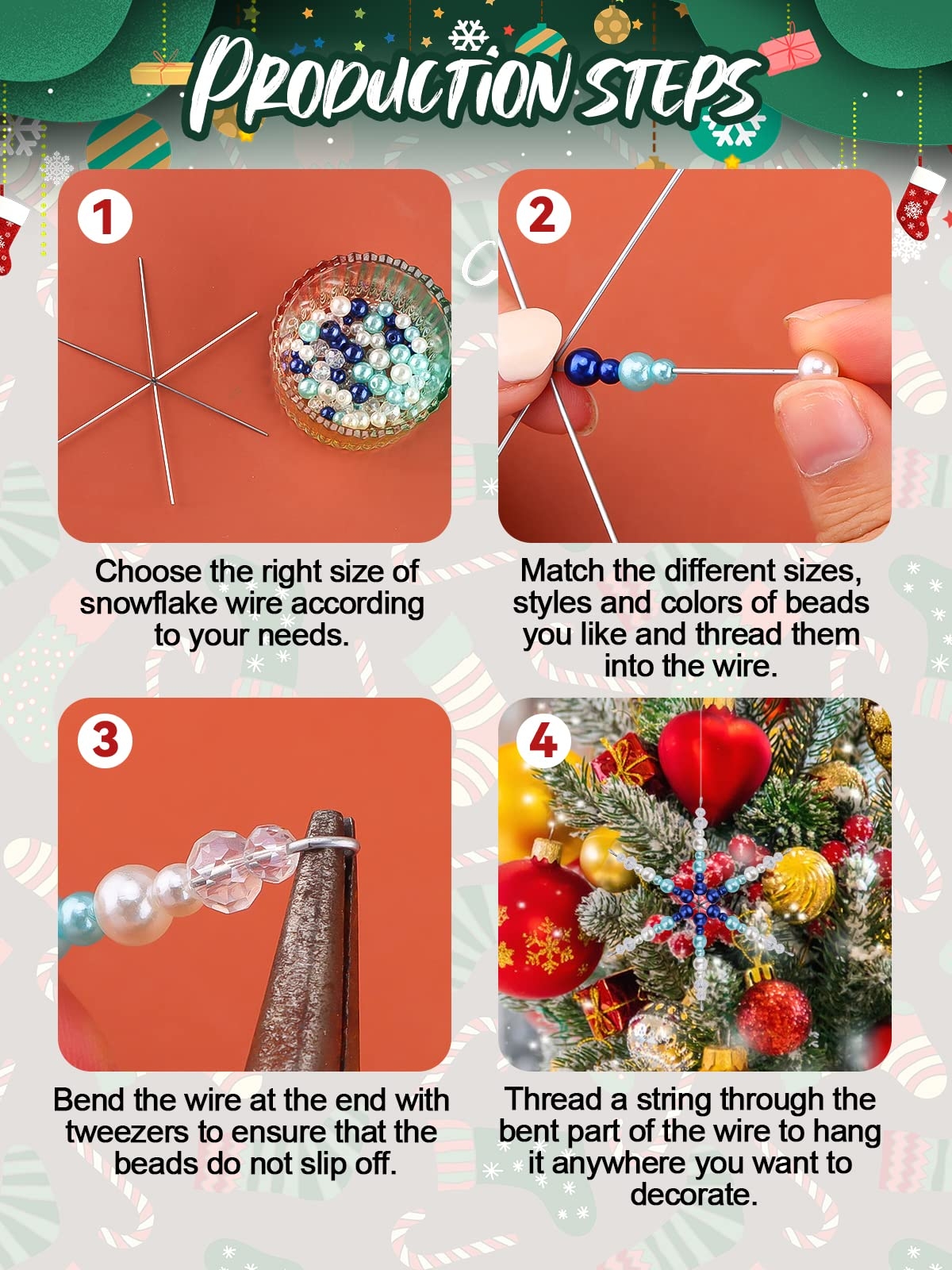 Kalolary 1104 St ck Christmas Snowflake Wire Forms Xmas Metall Schneeflocke DIY Craft Blue White Pearl Charm 24 St ck Metall Schneeflocken Dr hte Mit 