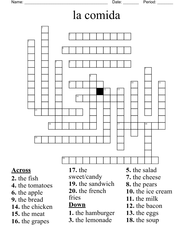 La Comida Crossword WordMint